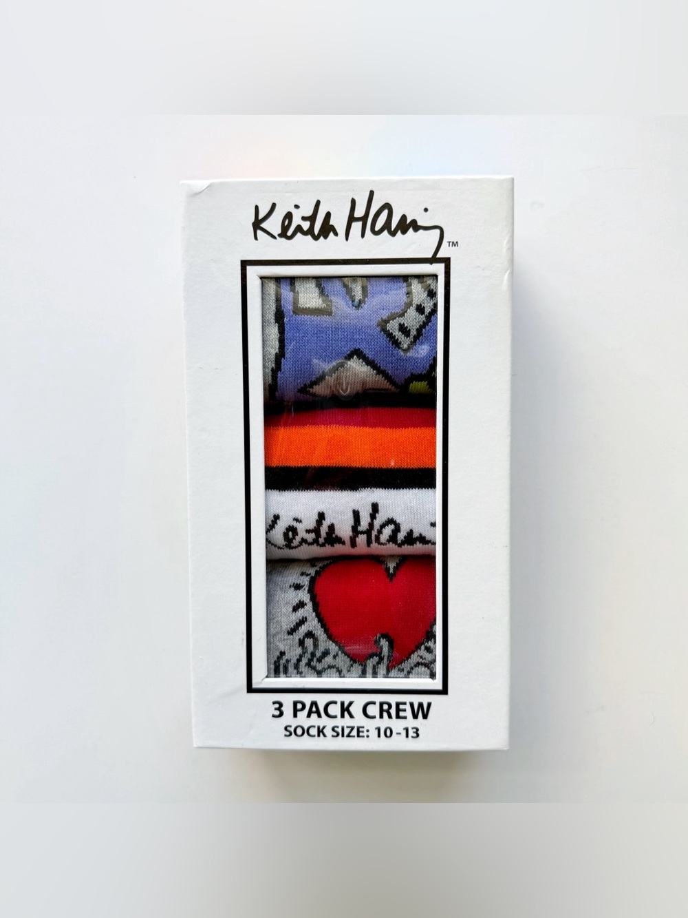 Keith Haring Art Crew Socks Mens Gift Set 3 Pack Striped Colorful
